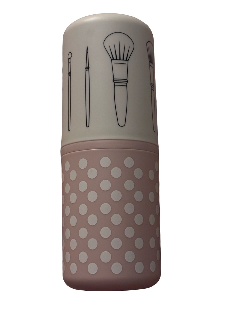 Pink and White Polka Dot Makeup Brush Cup